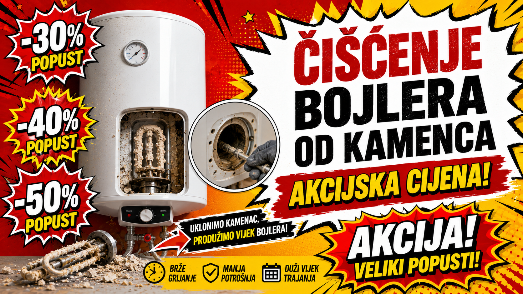 Čišćenje bojlera od kamenca - akcijska cijena